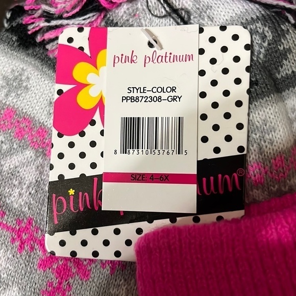 NWT 4-6x   hat gloves and scarf set Pink Platinum - Picture 2 of 3